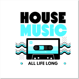 HOUSE MUSIC  - Cassette (Blue/Black) Posters and Art